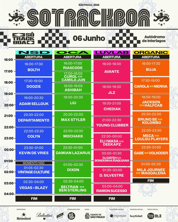 Timetable do dia 05 de junho