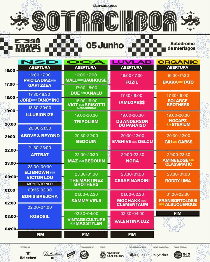 Timetable do dia 05 de junho