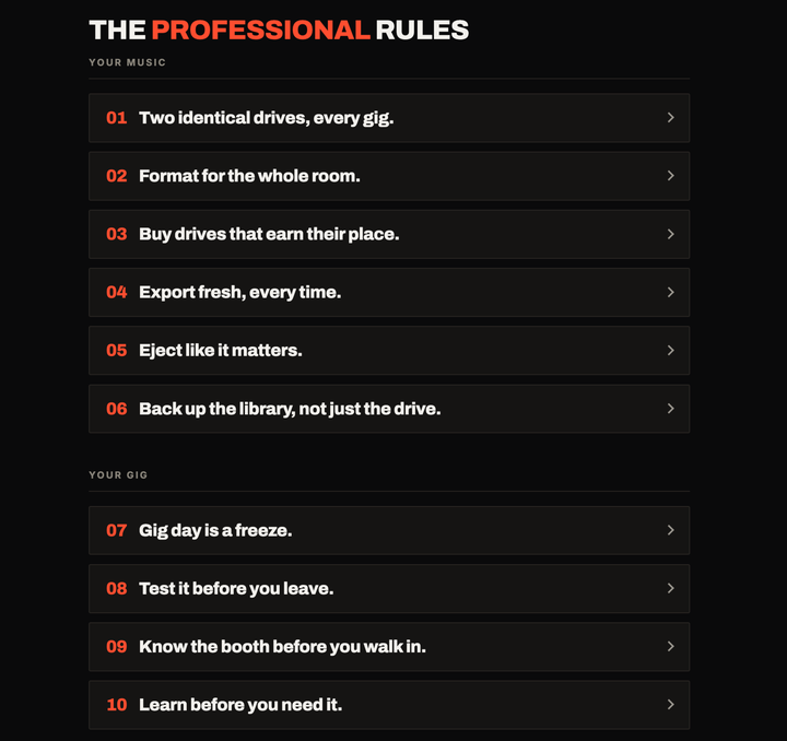 Aba de prevenções do Save My Gig